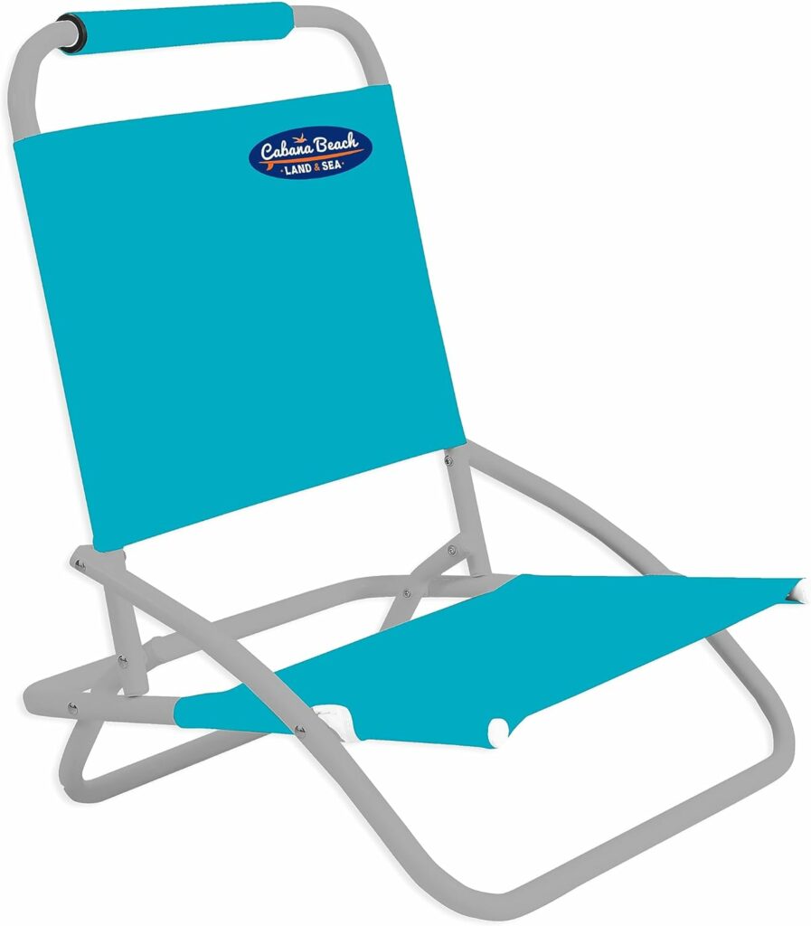 Cabana Beach, 1 Position Folding Beach Lightweight and Portable Foldable Outdoor Camping Chair, Scuba Blue