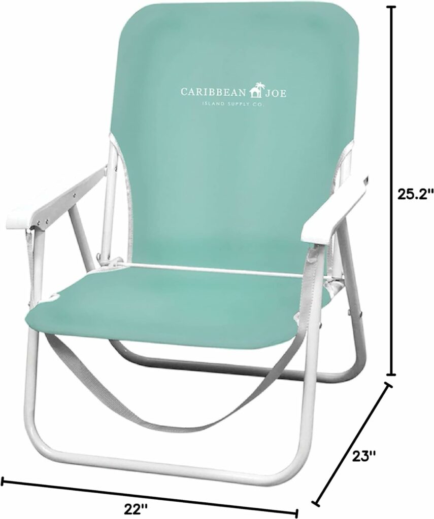 Caribbean Joe Folding Beach Chair, 1 Position Lightweight and Portable Foldable Outdoor Camping Chair with Carry Strap, Mint