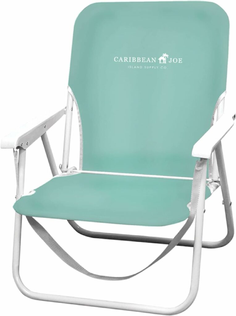 Caribbean Joe Folding Beach Chair, 1 Position Lightweight and Portable Foldable Outdoor Camping Chair with Carry Strap, Mint