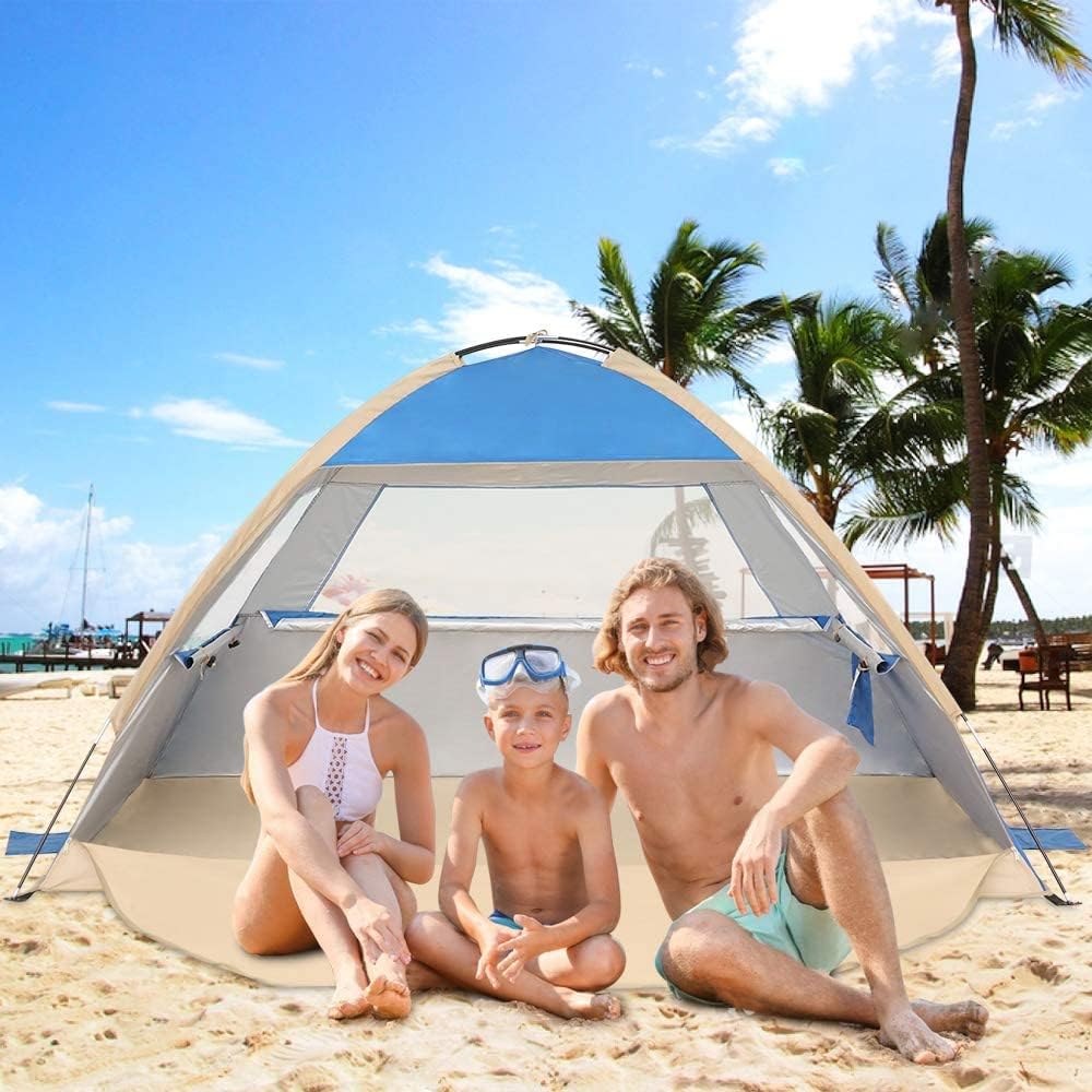 Gorich Beach Tent, Beach Shade Tent for 3/4-5/6-7/8-10 Person with UPF 50+ UV Protection, Portable Beach Tent Sun Shelter Canopy, Lightweight  Easy Setup Cabana Beach Tent