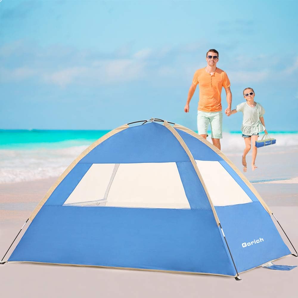 Gorich Beach Tent, Beach Shade Tent for 3/4-5/6-7/8-10 Person with UPF 50+ UV Protection, Portable Beach Tent Sun Shelter Canopy, Lightweight  Easy Setup Cabana Beach Tent