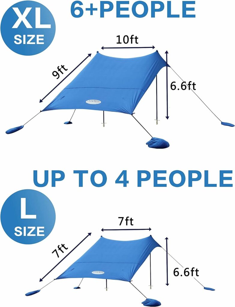 UMARDOO Family Beach Tent Sun Shade Canopy 7×7FT with 4 Aluminum Poles, UPF 50+ UV Protection Easy Setup Pop Up Portable Sun Shelter with Carrying Bag