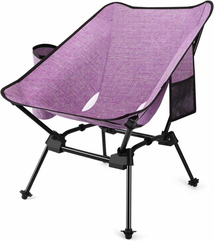 LLCJYYCY Lawn Chairs Foldable, Compact Backpacking Camping Chair, Outdoor Folding Chair, Fold Up Chairs for Outside Beach Hiking Travel 400 lbs - 1pc Purple
